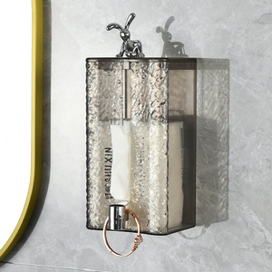 Boîte à mouchoirs murale avec poignée en forme de lapin, rangement en acrylique transparent pour salle de bain, chambre à coucher, salon, usage décoratif - Product Image 4