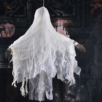 Accessoires d'horreur pour Halloween Jouets électriques Fantôme suspendu sans visage à commande vocale pour décoration de maison hantée Décorations de fête