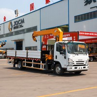 Truk 6.3 Ton Langsung dari Pabrik dengan Crane ISUZU, Crane Terpasang di Truk dengan Boom Teleskopik Bersertifikasi CE untuk Dijual
