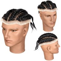 BLT 8*10 Pouces Base en Dentelle Transparente 100% Cheveux Humains Faits à la Main Tresses Rasta Nattes Boîtes Dreads Toupet pour Hommes Noirs