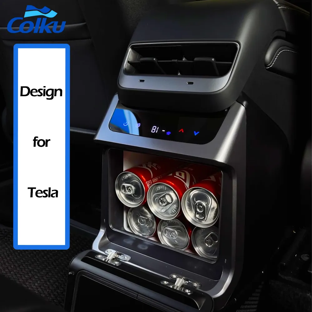 Refrigerador modificado de 4,6l para coche Tesla, modelo Y compresor de 12V, nevera Y calentador de pequeño capacidad, Mini reposabrazos