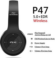 Meilleure vente P47 TF FM écouteurs sans fil casque Aux 3.5mm P47 casque sans fil bleu LED téléphones mobiles intelligents boîte de couleur 2 pièces
