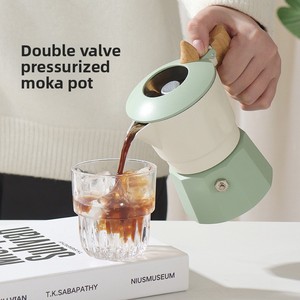 Caffettiera Moka in Alluminio Bicolore con Manico Isolato Termicamente, Coperchio in Vetro Trasparente, Macchina per Caffè Espresso da Fornello per Casa e Campeggio - Product Image 3
