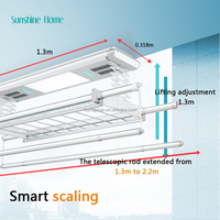 Séchoir à linge électronique intelligent, réglable en hauteur, porte-manteau de plafond, pliable et avec fonction de chauffage pour utilisation sur balcon