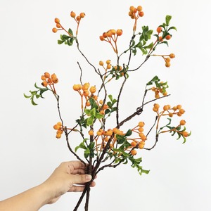 Bouquet de baies d'argousier artificielles écologiques à toucher naturel simulé, pour Noël, Pâques, Halloween, maison et cuisine - Product Image 6
