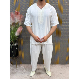 Traditional Moroccan Short Sleeve Jabador For <b>Men</b> Handmade Islamic <b>Thobe</b> Casual Summer Lounge Attire - Product Image 6