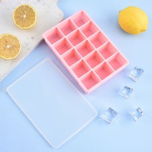Moule à glaçons DIY en silicone, résistant au congélateur, avec couvercle, pour la maison, plateau à glaçons carré, ensemble de fabrication et de stockage de glaçons - Product Image 2