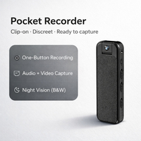 Mini enregistreur vidéo de poche CMOS avec clip, stockage MicroSD/TF, 1080P, vision nocturne (N&B) en forme de bouton