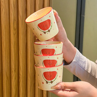 YUBIN Mignon Mug de Voyage en Porcelaine 200ml, Motif Pastèque, Poire, Croissant, Compatible Lave-Vaisselle et Micro-ondes, pour la Maison, les Couples, le Petit-Déjeuner, le Café, le Lait, et les Équipes