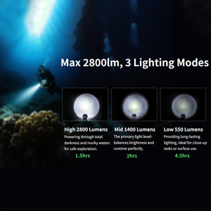 Xtar IPX8 Không Thấm Nước 21700 Có Thể Sạc Lại Pin D26 2800 Lumens Scuba Lặn Ánh Sáng Dưới Nước 100M Lặn LED Đèn Pin Torch - Product Image 3