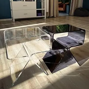 ऐक्रेलिक नाइटस्टैंड साइड टेबल आधुनिक डिजाइन स्पष्ट घर सजावट के लिए अंतिम तालिका, 12d x 18w x 15h