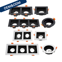Plafonnier LED encastré moderne carré pour intérieur, en fonte, avec cadre GU10, 83*83mm, boîtier PC MR16