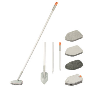 HOLAMOPA Kit de brosses à plancher polyvalentes 3 têtes éponge microfibre PP manche robuste - Product Image 1