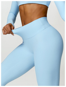 Custom Hip Lifting Yoga Pants Tummy Tucking High Waisted Fitness Pants for <strong>Women</strong> Outdoor Running Sports Bottoms <strong>Khaki</strong> <strong>Legging</strong> - Product Image 5