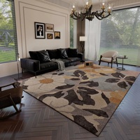 Tapis rétro vintage pour salon, tapis de sol géométrique moderne du milieu du siècle, lavable, antidérapant, à poils ras
