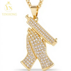 <span class=keywords><strong>Rock</strong></span> Punk placcato oro Design Micro pavè 5a Cz ghiacciato Bling Hip Hop uomini croce ciondolo collana - Product Image 5