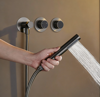 2025 luxueux jet supérieur rond Double fonction cascade pluie douche mitigeur ensemble mural pommeau de douche à main pluie ensemble de douche