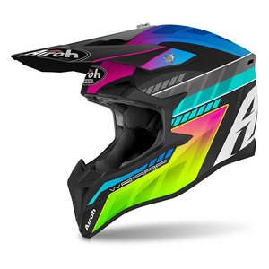 Casco da Cross Airoh Wraap Youth Blu Fluorescente Giallo Verde Viola XS Termoplastico - Product Image 1