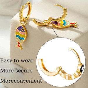 Orecchino a cerchio pendente Hengsen a forma di occhio smaltato blu, placcato oro 18K, per <span class=keywords><strong>piercing</strong></span> alla cartilagine, elice, <span class=keywords><strong>trago</strong></span>, da <span class=keywords><strong>donna</strong></span>, alla moda - Product Image 4
