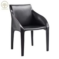 Ensemble de chaises de salle à manger de luxe à accoudoir unique, 6 chaises, cuir synthétique, appartement moderne, usage commercial, table de salle à manger