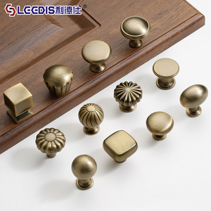 Lecdis Antique Bronze Cabinet Knobs Round Zinc Alloy French Style Furniture Hardware Drawer Wardrobe Handle - Product Image 1