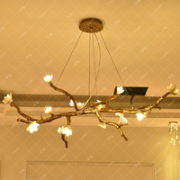 Lustre moderne de luxe en laiton avec pampilles en forme de branche, suspension nordique en céramique à motif floral pour salon, salle à manger, chambre, îlot de cuisine, décoration
