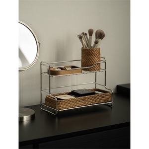 Étagère de rangement multi-niveaux en alliage de zinc sur pied pour la salle de bain, pour la vaisselle, avec un design de luxe léger - Product Image 1