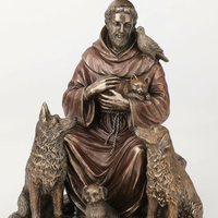 Statuette en résine de Saint François assis, sculpture animale, décoration d'intérieur