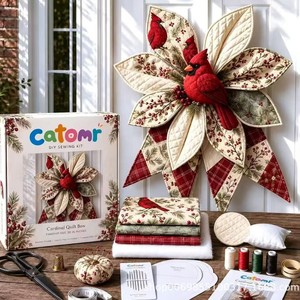 Grand kit <span class=keywords><strong>de</strong></span> couture avec nœuds en patchwork, fournitures artisanales complètes pour débutants, tout-en-un pour travaux d'aiguille et <span class=keywords><strong>de</strong></span> couture - Product Image 6