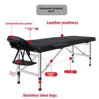 Lit de massage pliable portable à hauteur réglable Lit de table d'infusion ambulatoire de médecine traditionnelle chinoise