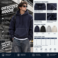 Sweatshirt Pria Kustom 100% Katun Fleece Oversized Pullover Hoodie dengan Jahitan Kontras Bernapas Ukuran XL