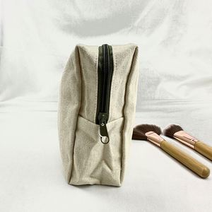 Hot Selling 100% Organic Cotton <b>Makeup</b> Bag Customized Eco-friendly Natural Cotton <b>Storage</b> Pouch Canvas Pouch with Zipper - Product Image 3