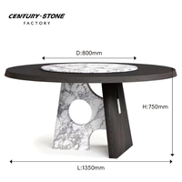 Table de salle à manger en pierre du siècle Calacatta pour alto, marbre noir, veine blanche, pierre naturelle, meubles en bois mixte, table ronde de salle à manger