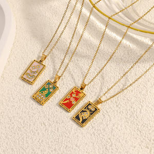Collar con Colgante de Carta del Tarot Summly, Chapado en Oro, Joyería de Moda para Mujer, Cadena para Clavícula, Estilo Retro, Tendencias Individualistas - Product Image 3
