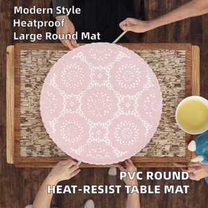 Nouveau Set de Table Rond Rose en PVC avec Dentelle, Résistant à la Chaleur, Imperméable et Antidérapant, Idéal pour la Maison, les Fêtes et les Cafés - Product Image 2