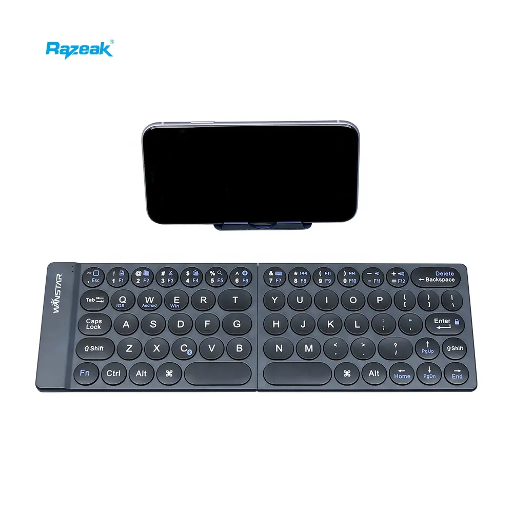Popular Design Rechargeable Full Size Ultra Slim Pocket Size Portable Mini Folding BT Wireless Keyboard for Tablet PC Notebook