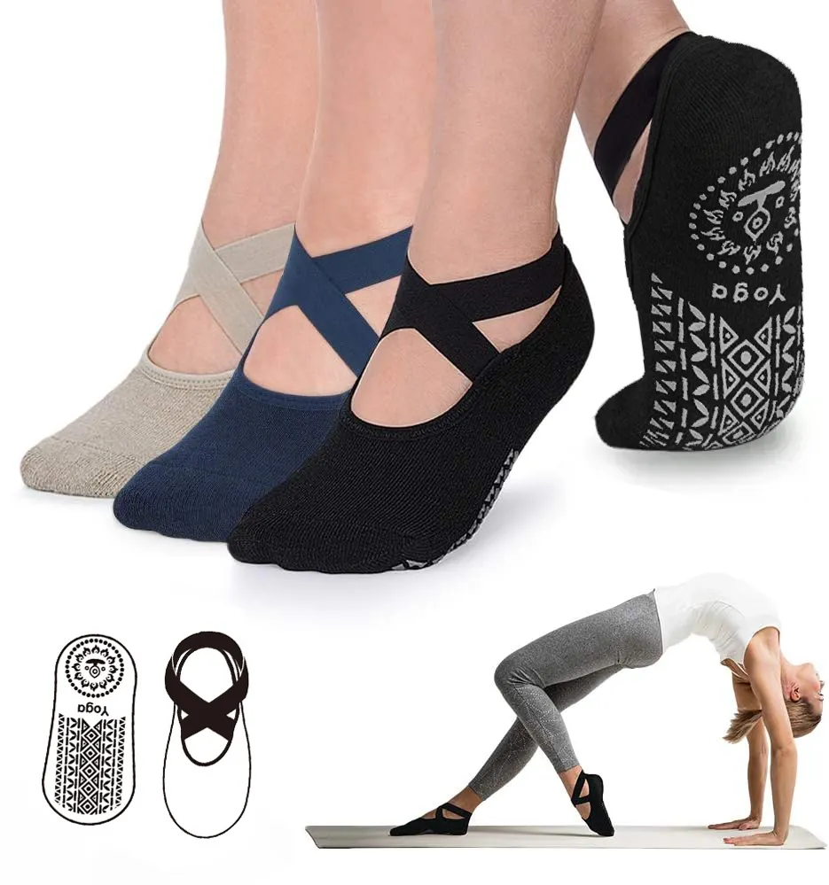 Yoga Đặc Biệt Tùy Chỉnh Đôi Dây Đeo Athleticn Grip On Trượt Vớ Yoga Với Logo Cho Phụ Nữ