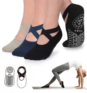 Yoga Especial Personalizado Doble Correa Athleticn Grip on Slip Yoga <span class=keywords><strong>Calcetines</strong></span> Con Logo para Mujeres - Product Image 1