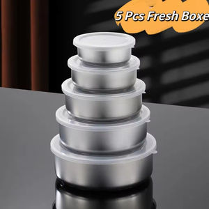 Contenedor de Almacenamiento de Alimentos Multifuncional Desmontable de Cinco Piezas, de Acero Inoxidable, 509g, Grueso, Tipo Crisper, de PP, Venta al por Mayor de Fábrica - Product Image 5