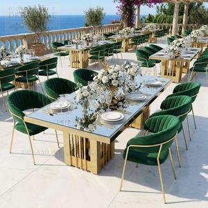Copertura per Tavolo a Specchio Scanalato Premium 24x72 Pollici, Superficie in Acciaio Inossidabile Dorato per Banchetti VIP, Hotel e Buffet - Product Image 1