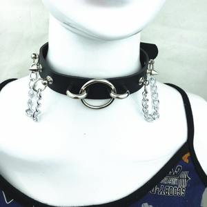 سلسلة خاتم O كبيرة على الطراز الأوروبي والأمريكية من فاقد الشعر عبر الحدود قلادة ياقة جديدة برشام مبالغ فيها مخصصة مجوهرات من الجلد الصناعي - Product Image 3