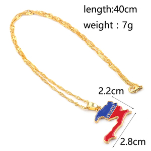 Nuevo Collar con Mapa del Mundo y Bandera de Oro, África, Guinea, Ghana, Liberia, <span class=keywords><strong>Jamaica</strong></span> Submarina, Sudáfrica, Congo, Honduras, Cadena con Colgante - Product Image 3