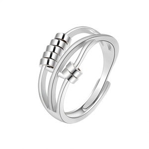 Anillo de Compromiso con Cuentas Giratorias de Piedras Preciosas, Diseño Moderno 2026, Chapado en Oro y Cobre, Joyería de Moda para Mujer - Product Image 5