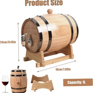 Barril <span class=keywords><strong>de</strong></span> Roble Natural para <span class=keywords><strong>Vino</strong></span> <span class=keywords><strong>de</strong></span> 3L, 5L, 10L, 20L, 50L, 200L, 225L, Barrica <span class=keywords><strong>de</strong></span> Madera para Añejamiento con Soporte <span class=keywords><strong>de</strong></span> Madera para Destilería o Bar - Product Image 5