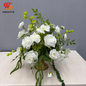 SMOOTH Small 30cm Flower Ball <strong>White</strong> <strong>Green</strong> Rose Flower Centerpiece Ball <strong>Bouquet</strong> for <strong>Wedding</strong> Events - Product Image 1