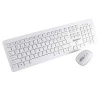 Clavier et souris sans fil ergonomiques blancs avec touches silencieuses effet chocolat et capteur optique haute précision