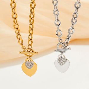 Nouveau collier en acier inoxydable plaqué or pour femmes, boucle en forme de cœur lisse, bijoux en gros - Product Image 3