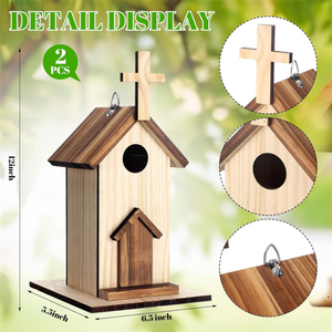 الأكثر مبيعًا منزل طيور الكنيسة الخشبية المعلقة متعددة الوظائف الحديثة المتداخلة لحديقة الفناء في الهواء الطلق - Product Image 5