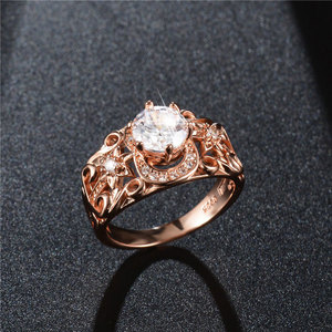 Openwork Floral Ring for Women Luxury Rose Tone Fashion Party Wedding Finger Accessory Gift - Product Image 3