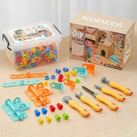 Kit de réparation éducatif pour enfants, jouet de simulation, ensemble de vis, perceuse, tournevis, écrous, blocs de construction, boîte en carton plastique